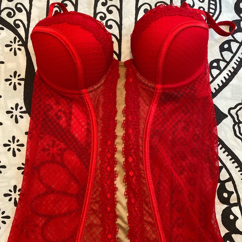 Red lace corset top